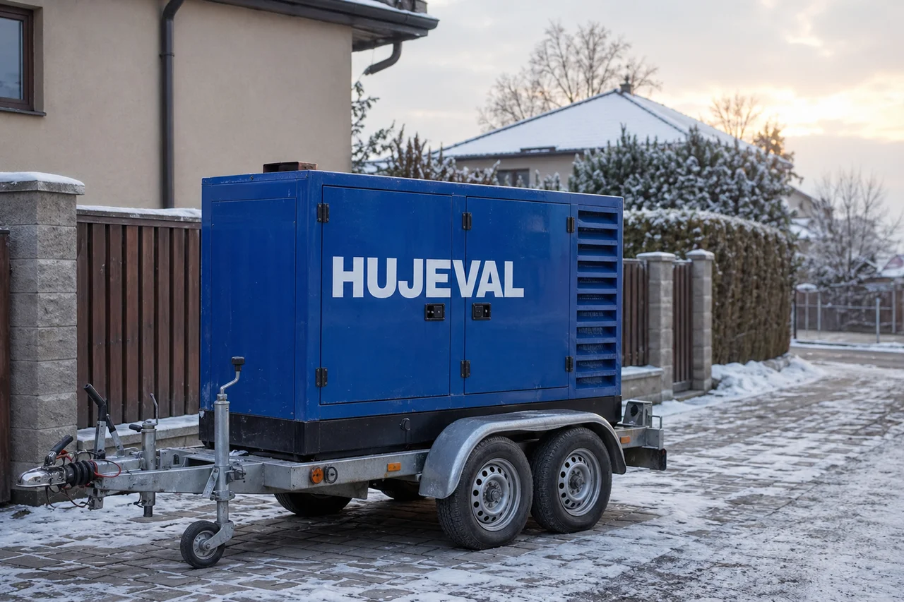 Mobilní elektrocentrála Hujeval v praxi — detail