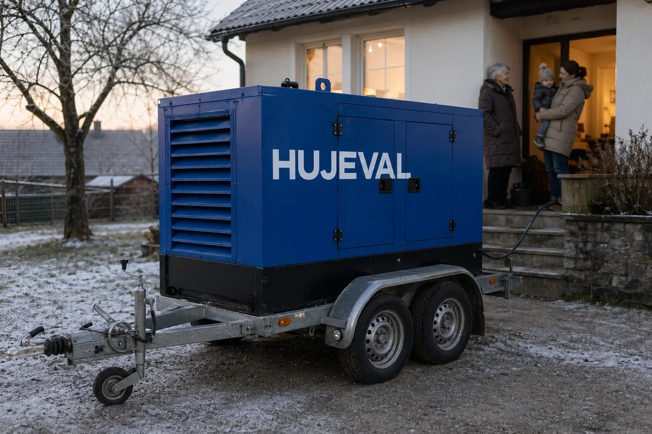 Mobilní elektrocentrála Hujeval v praxi — detail