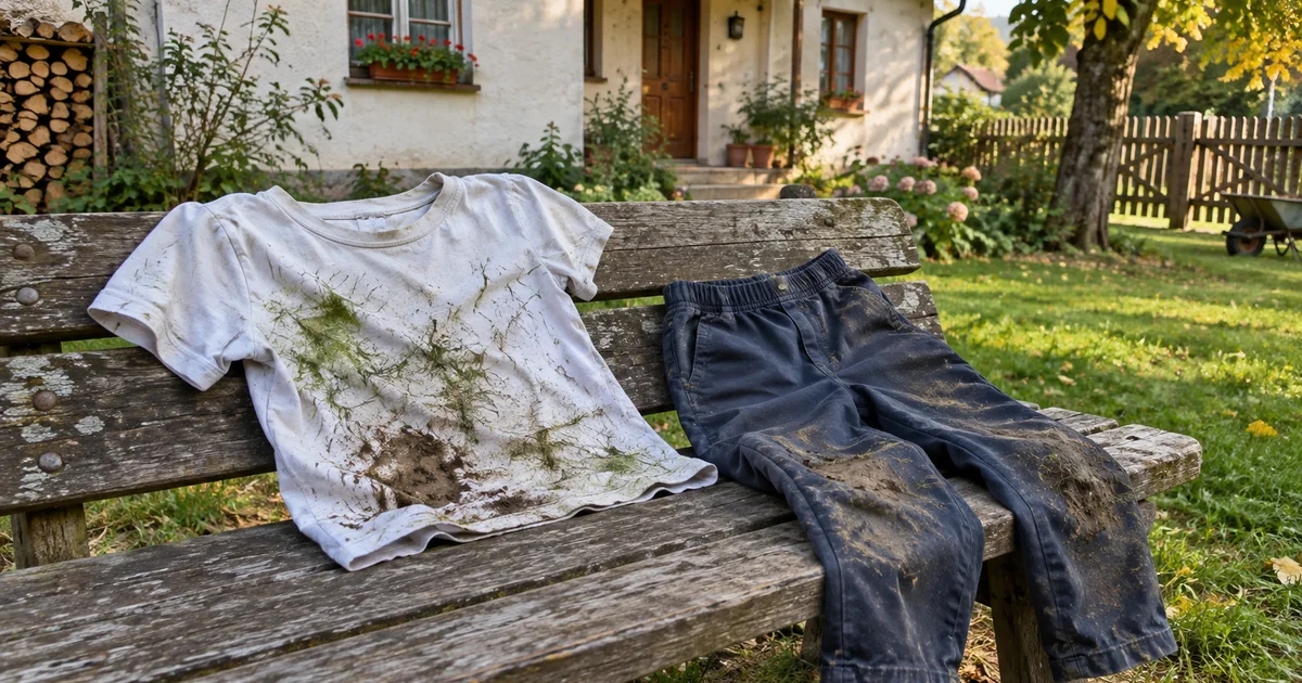 Skvrny na dětském oblečení: tráva, ovoce, čokoláda, bláto